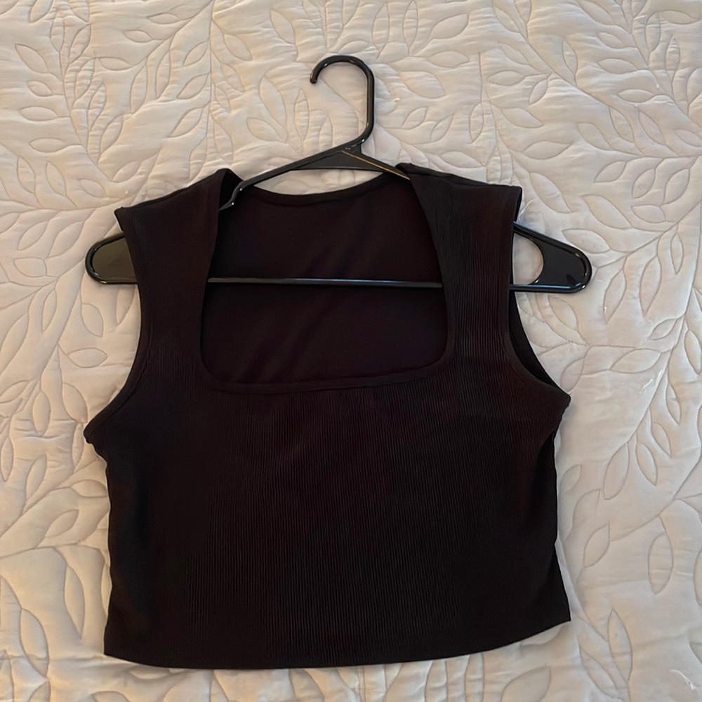 Black Square Neck Crop Top